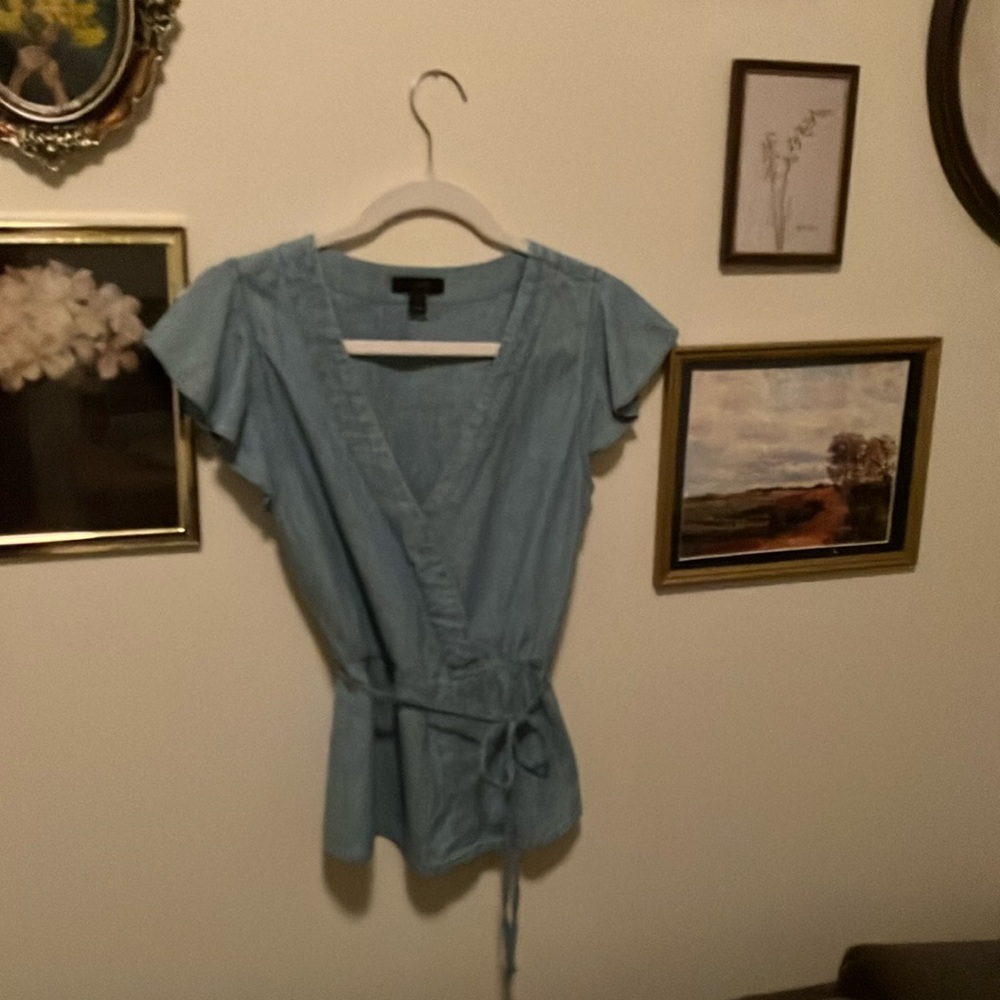 J. Crew chambray faux wrap top